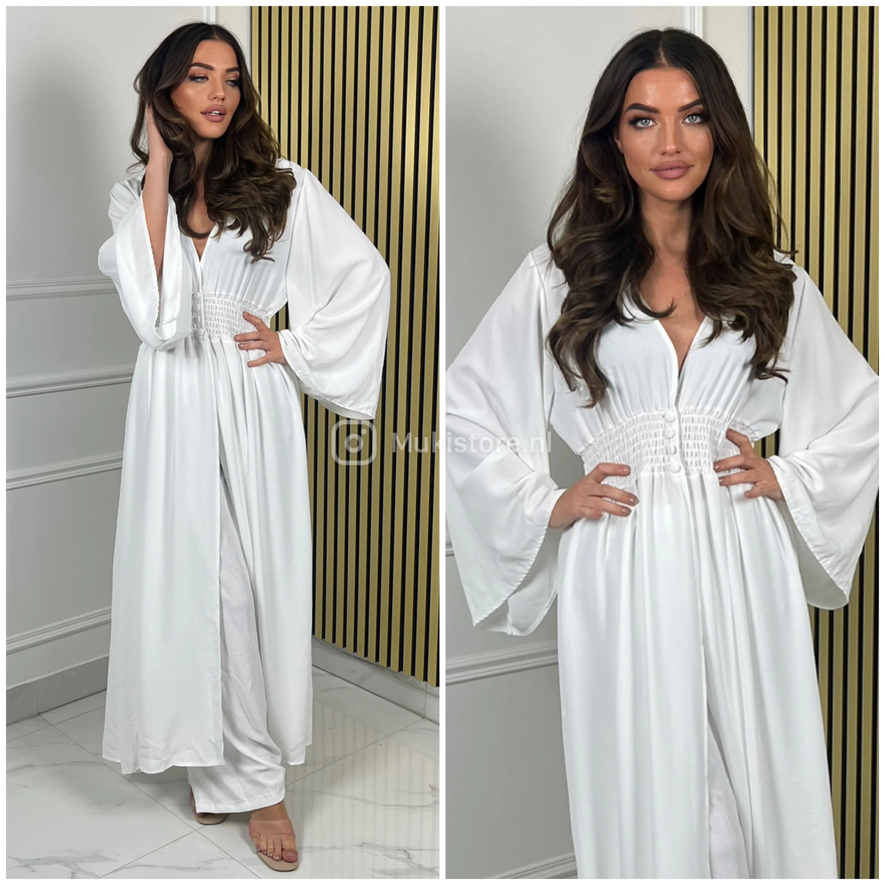 2pcs Beautiful Set Long Vest Wide Legs Elastic Taille Detail - Image 20