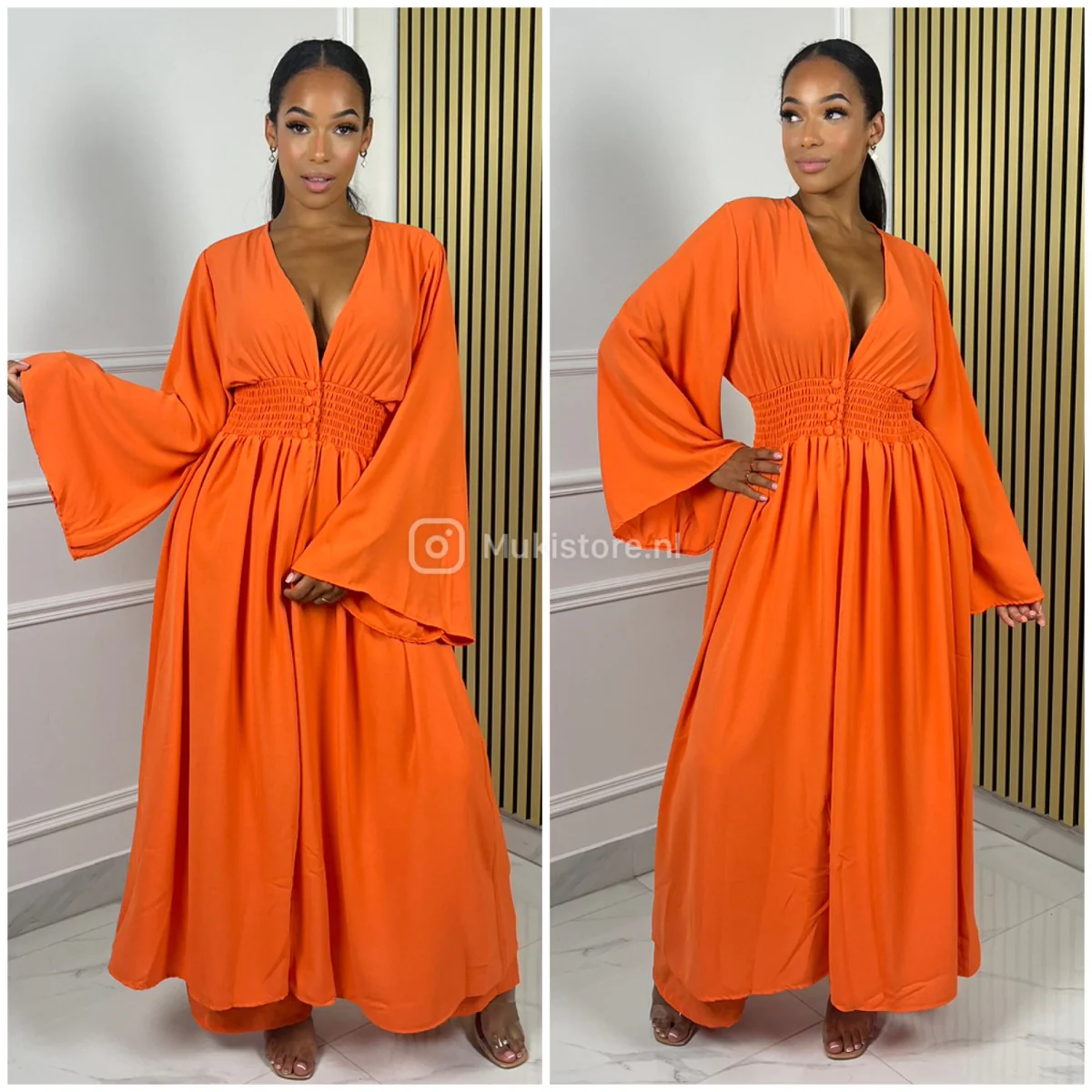 2pcs Beautiful Set Long Vest Wide Legs Elastic Taille Detail - Image 3