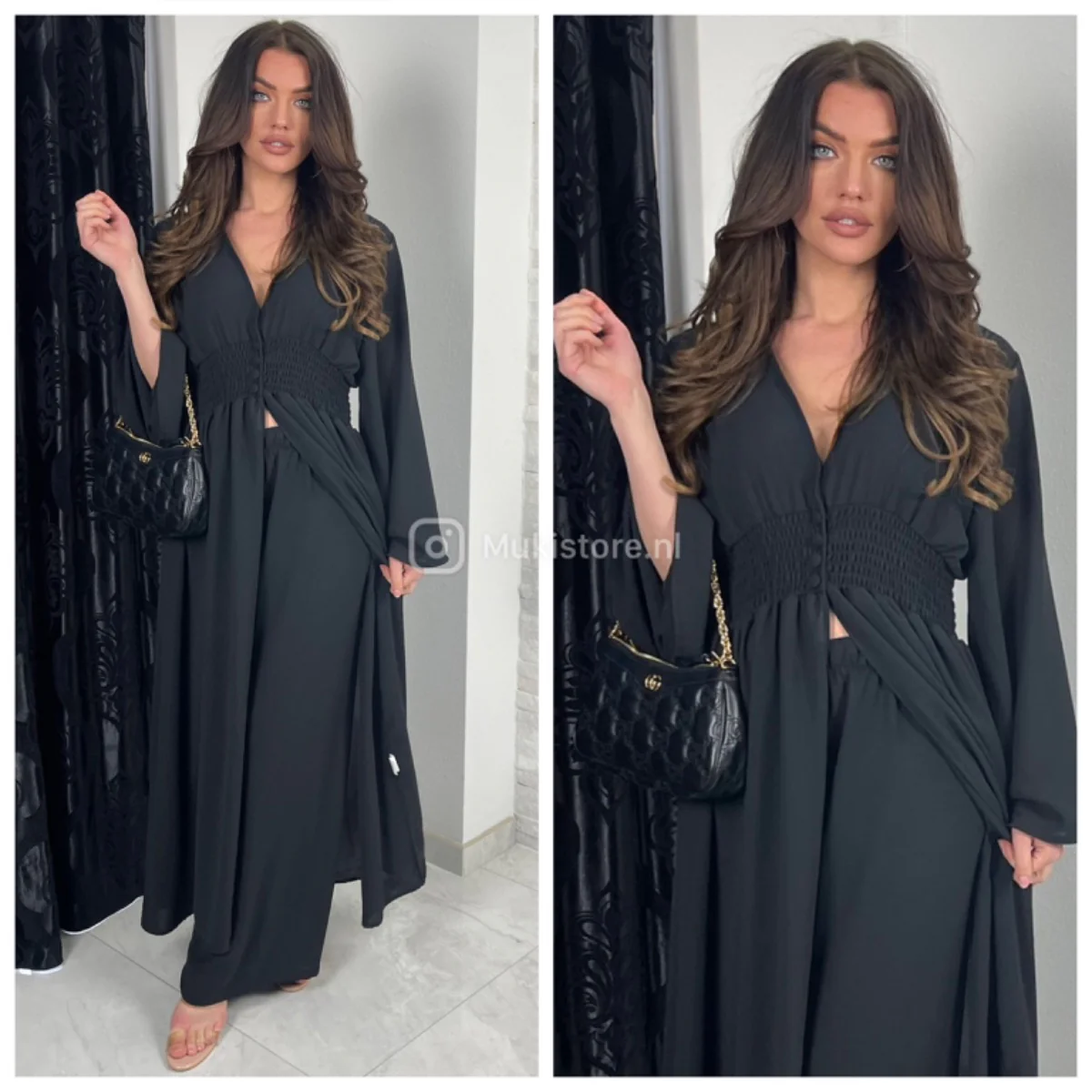 2pcs Beautiful Set Long Vest Wide Legs Elastic Taille Detail - Image 7