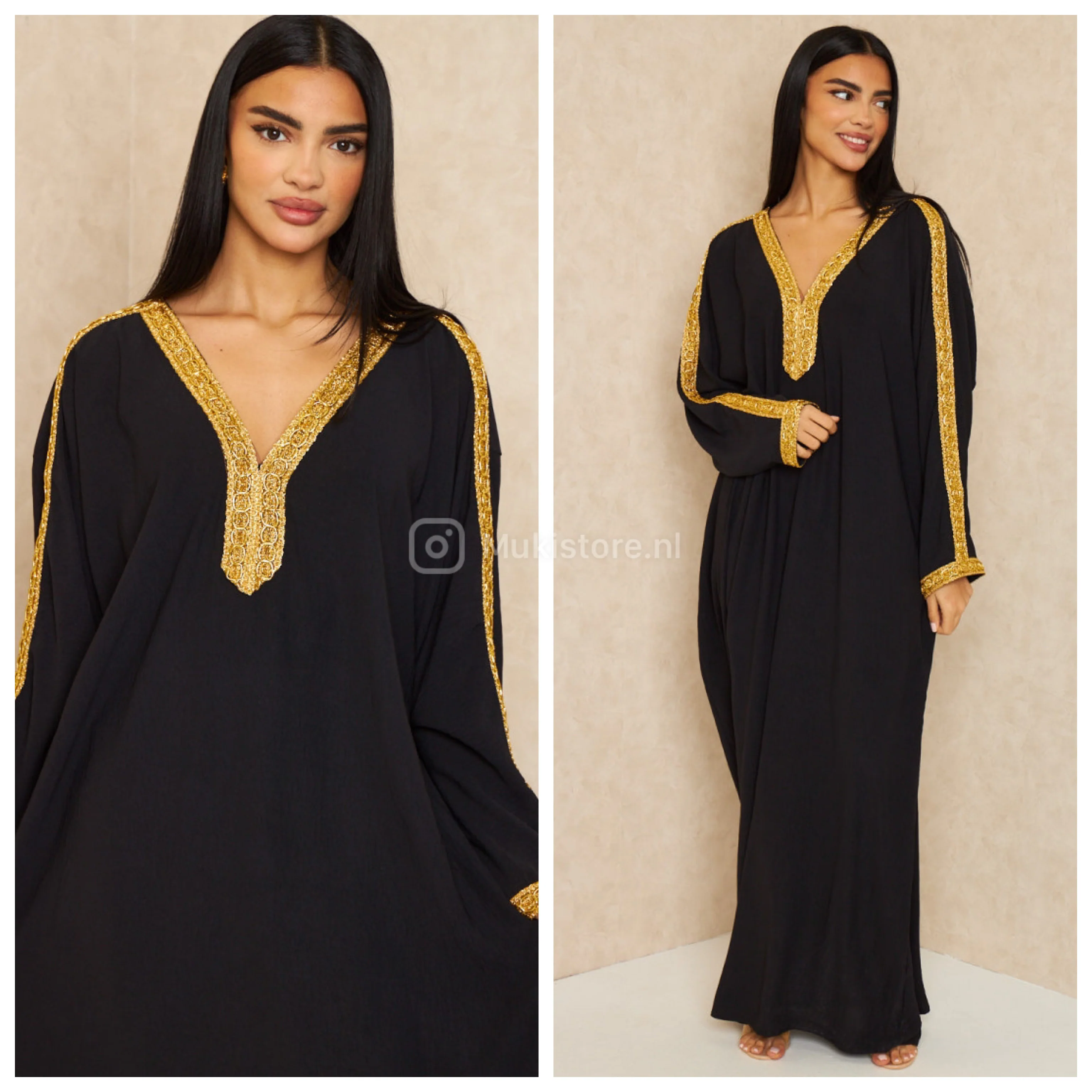 Beautiful Golden Embroidered V Maxi Dress - Image 12