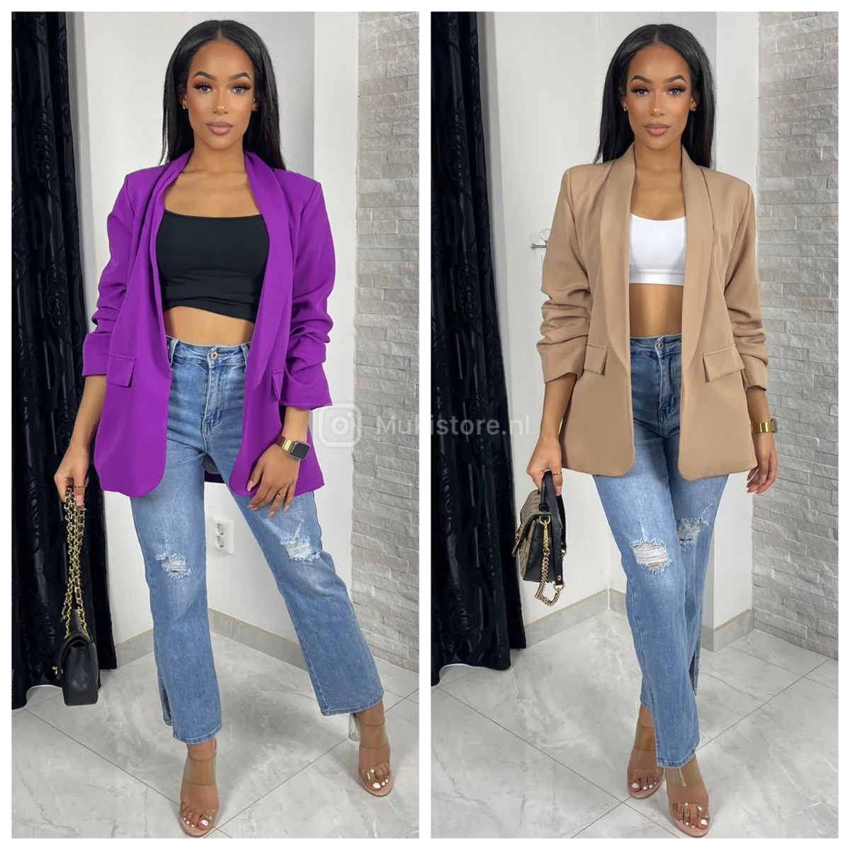 Bestseller Pocket And Ruffle Detail Sleeves Blazer With Lining - Image 6