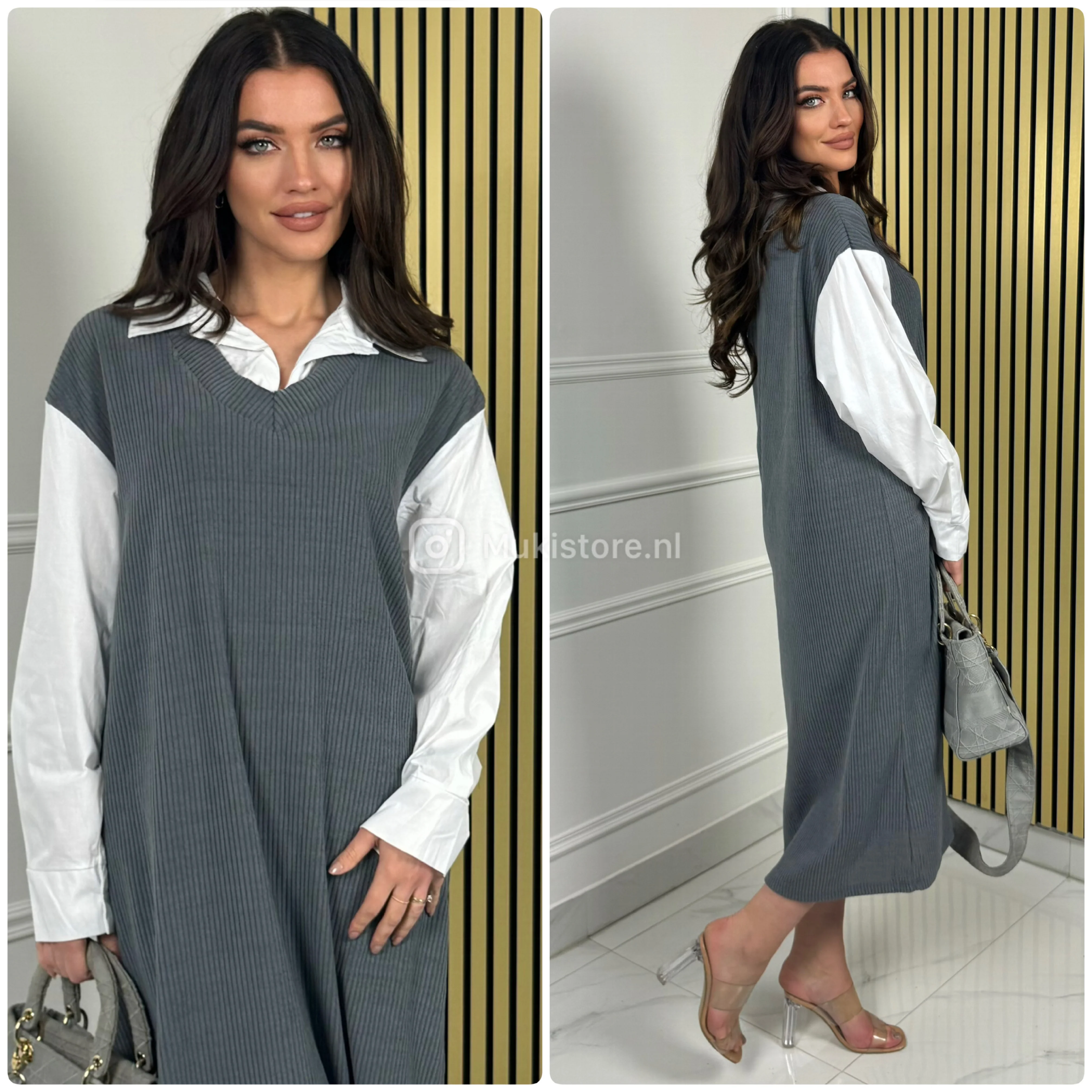 Corduroy One Piece Blouse Dress - Image 10