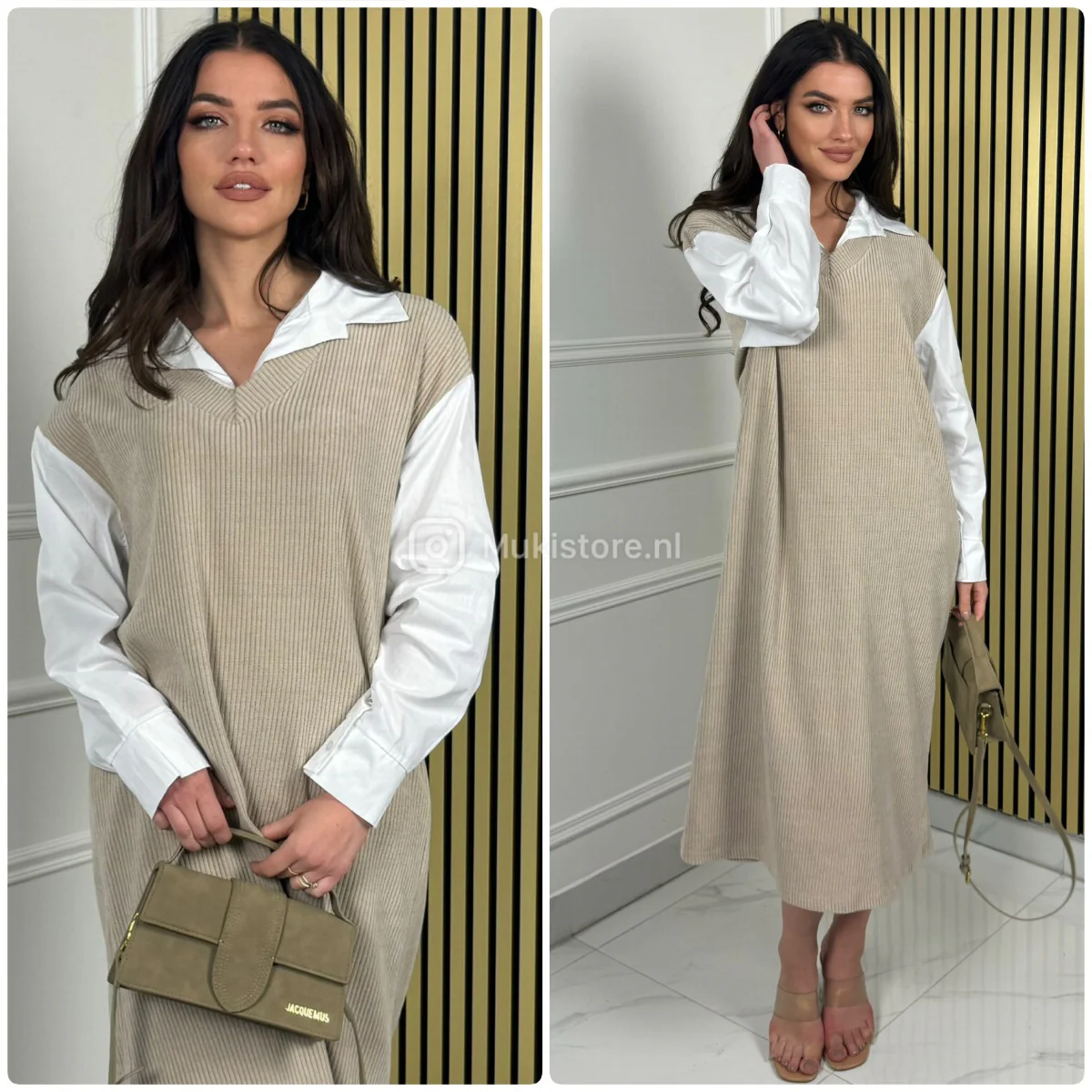 Corduroy One Piece Blouse Dress - Image 4