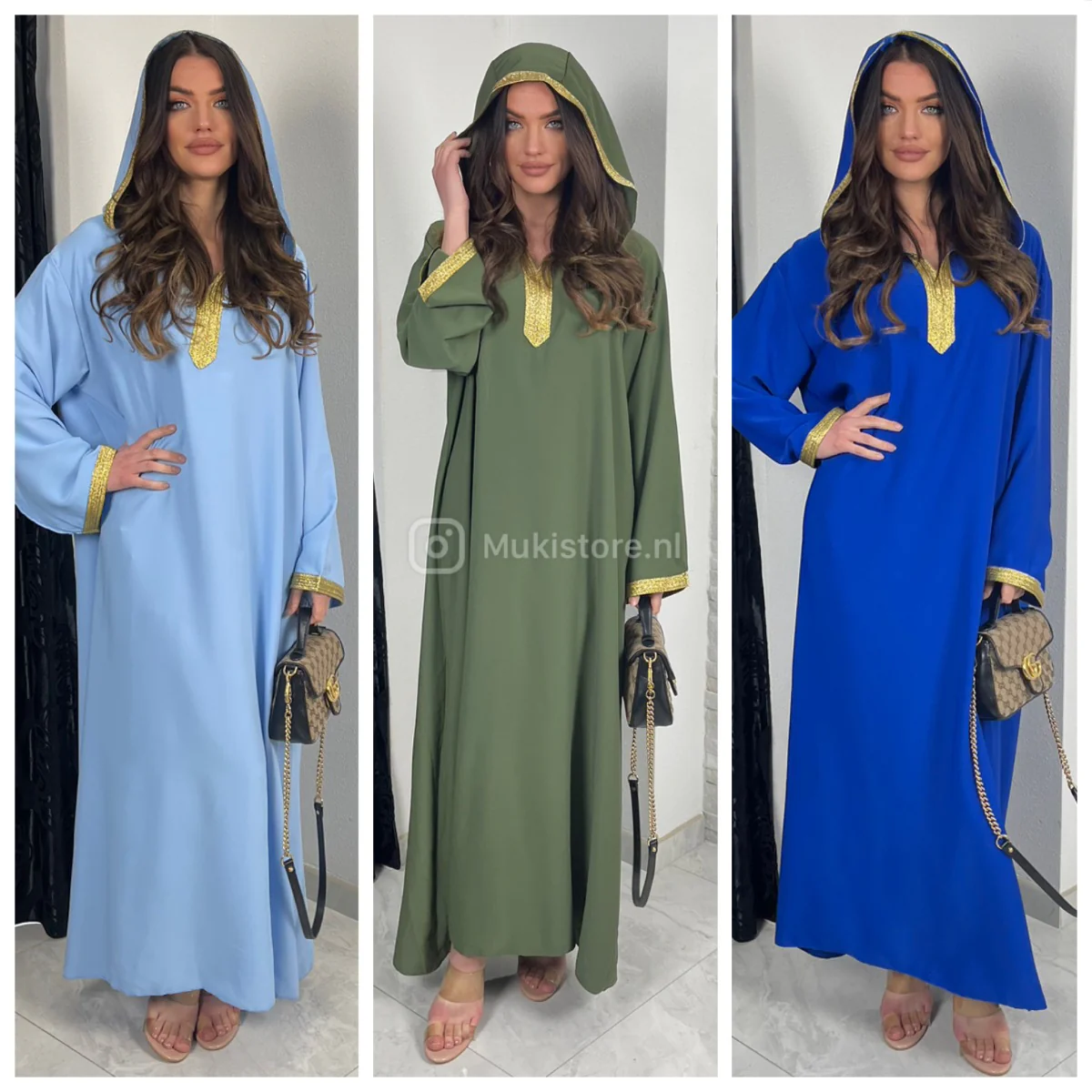 Djellaba Golden Embroidery Hoodie Neck And Wrist - Image 12