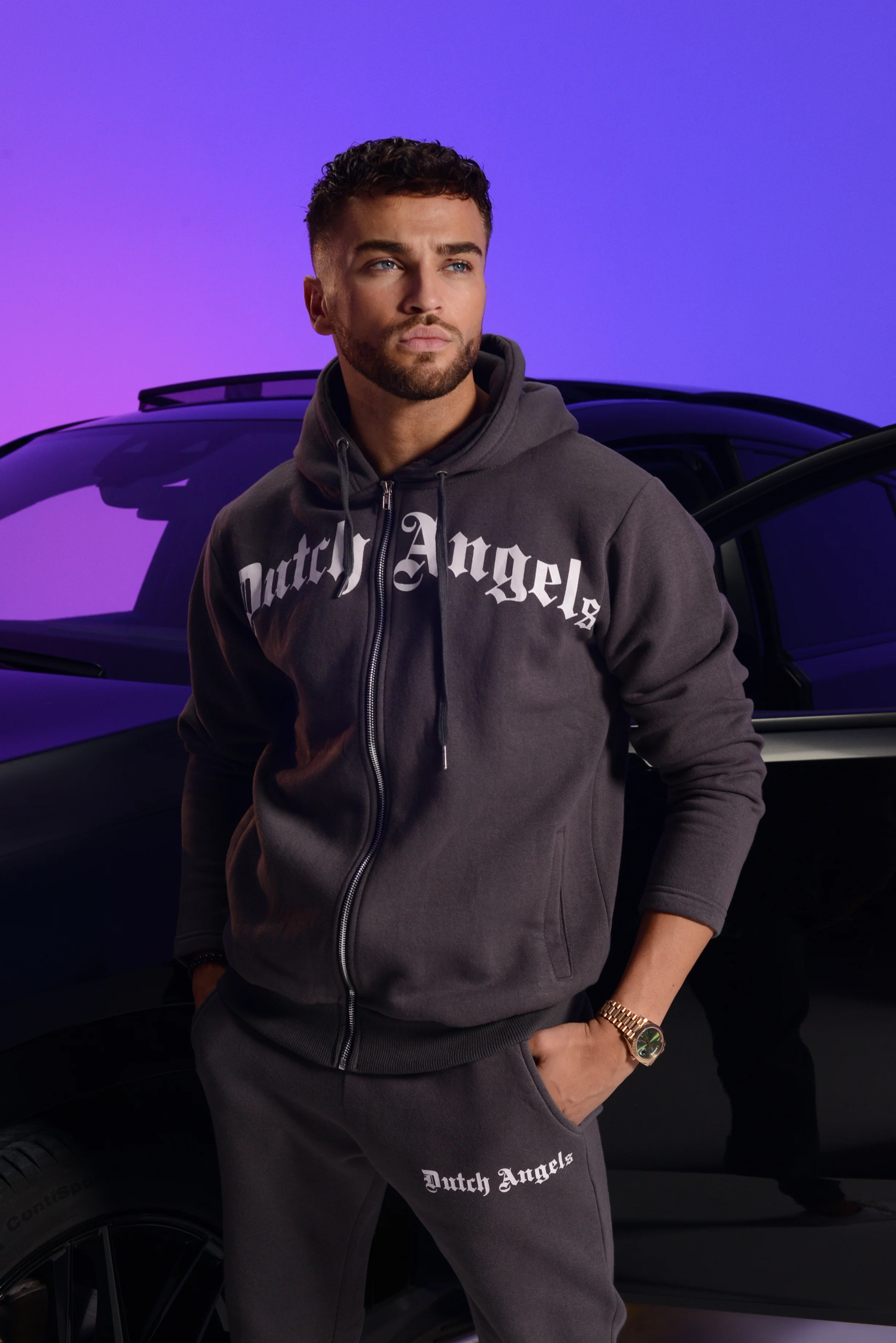 Dutch Angels 4 Imprint Grey Zipper Hoodie Tracksuit - Image 9