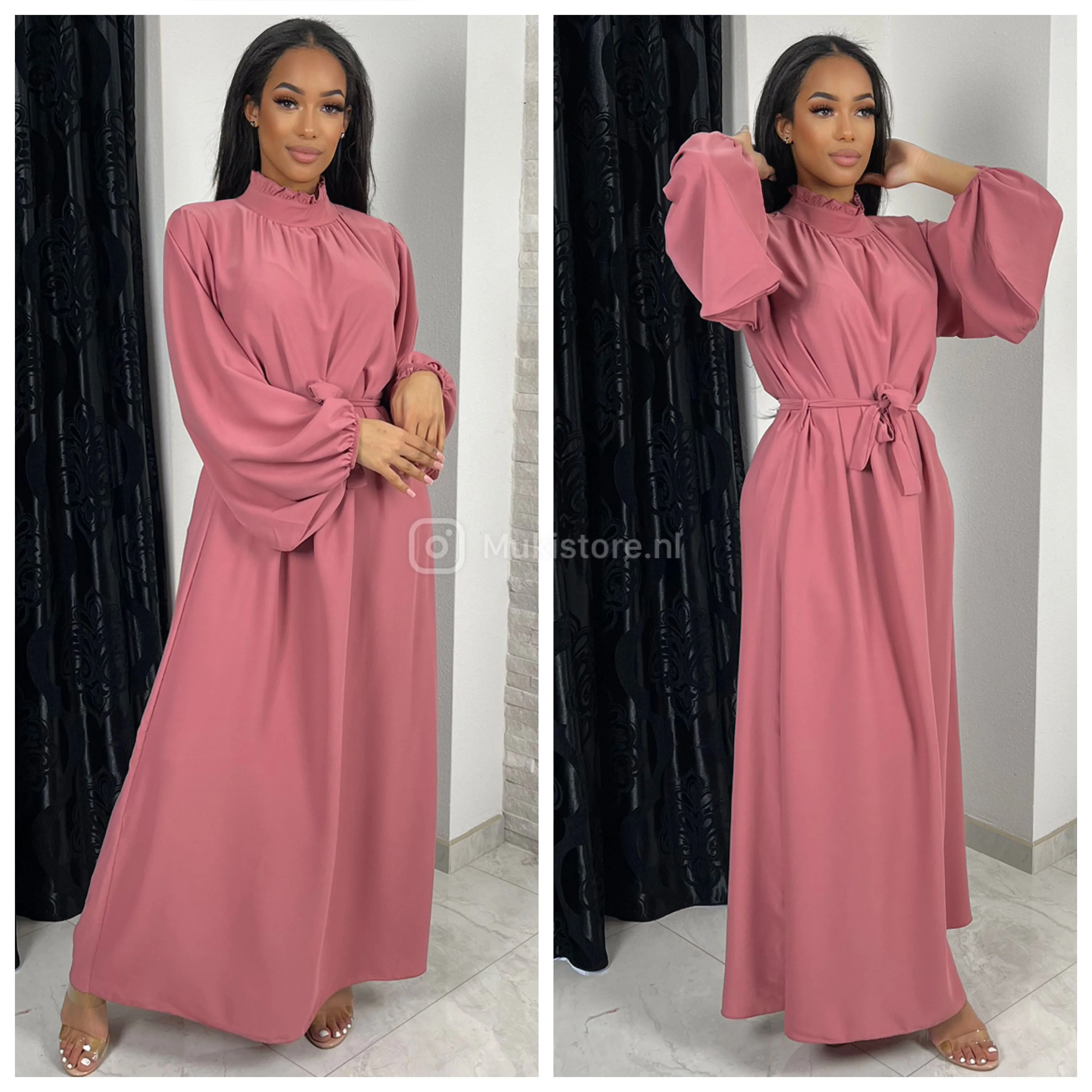 Elegant Maxi Tie Belt Collar Detail - Image 16