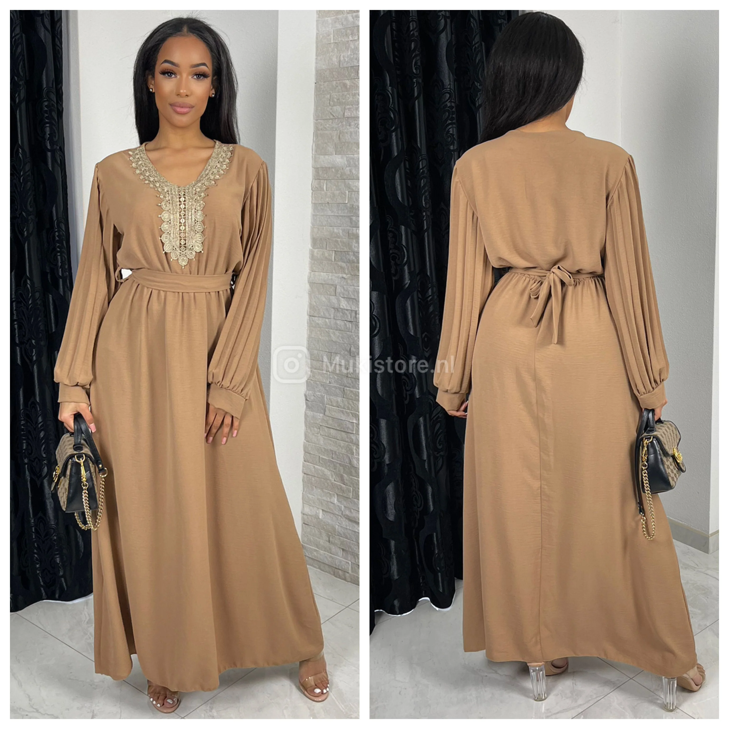 Embroidered Maxi Tie Belt Ruffle Sleeves - Image 12