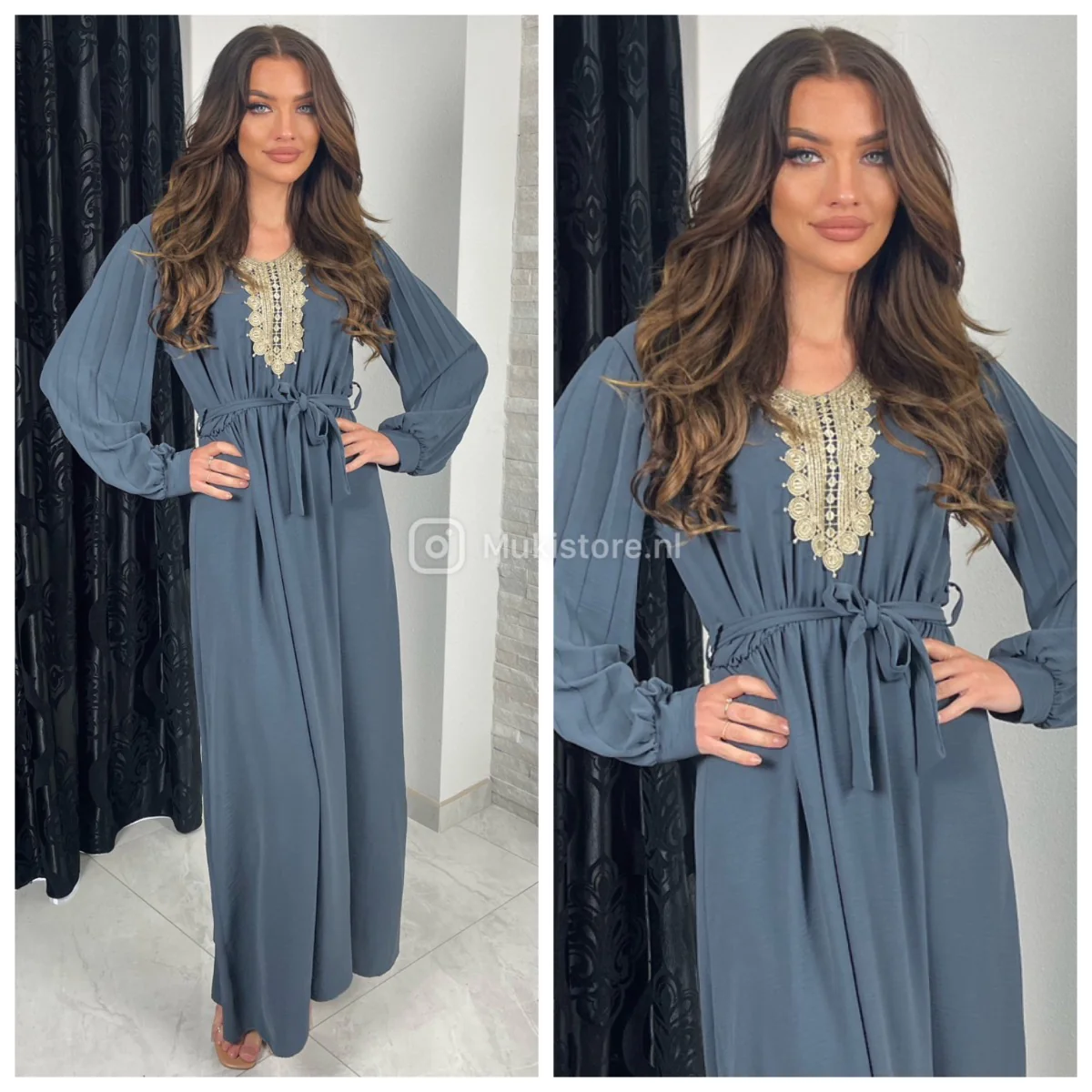 Embroidered Maxi Tie Belt Ruffle Sleeves - Image 7