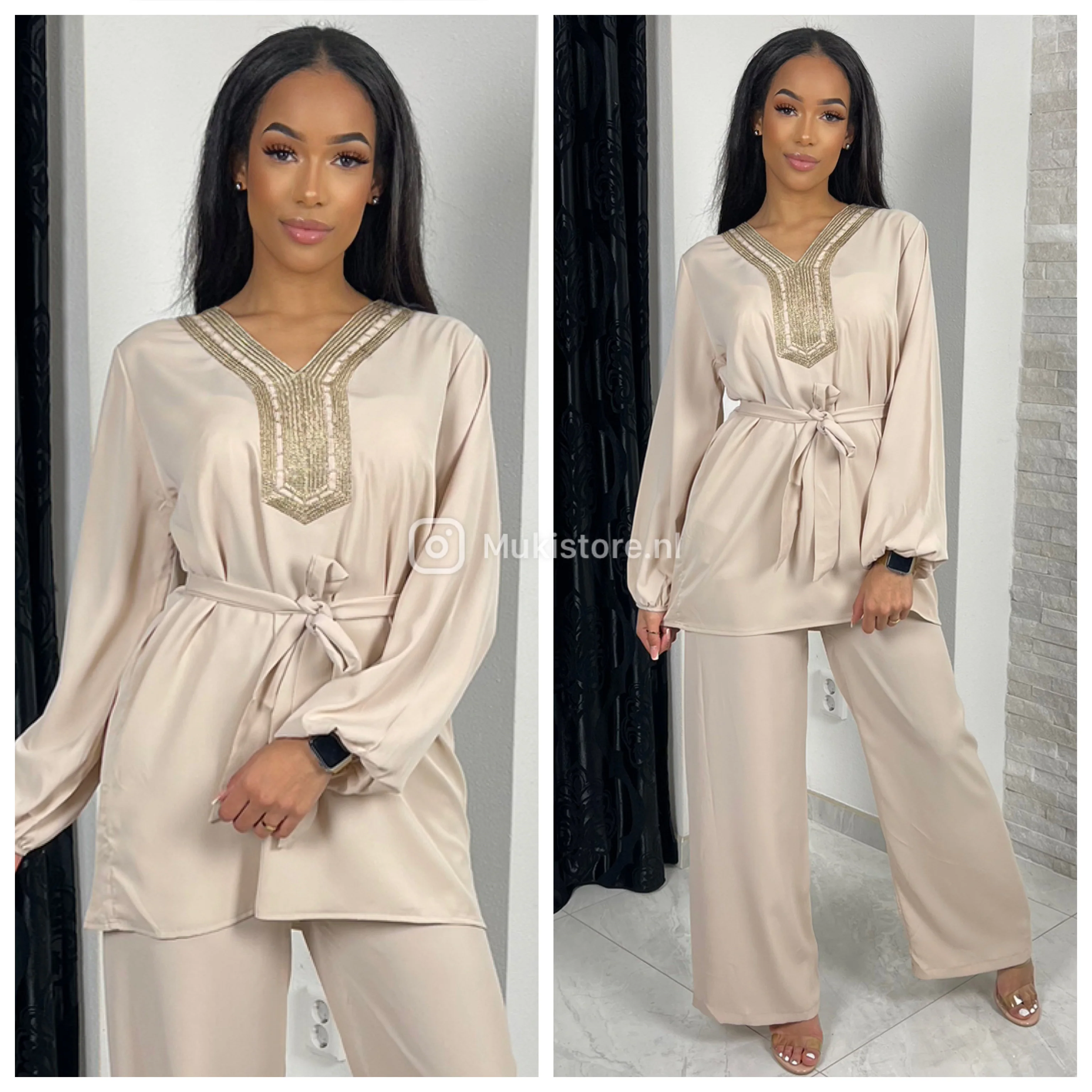 Golden Embroidered Tie Belt Set 5211 - Image 13