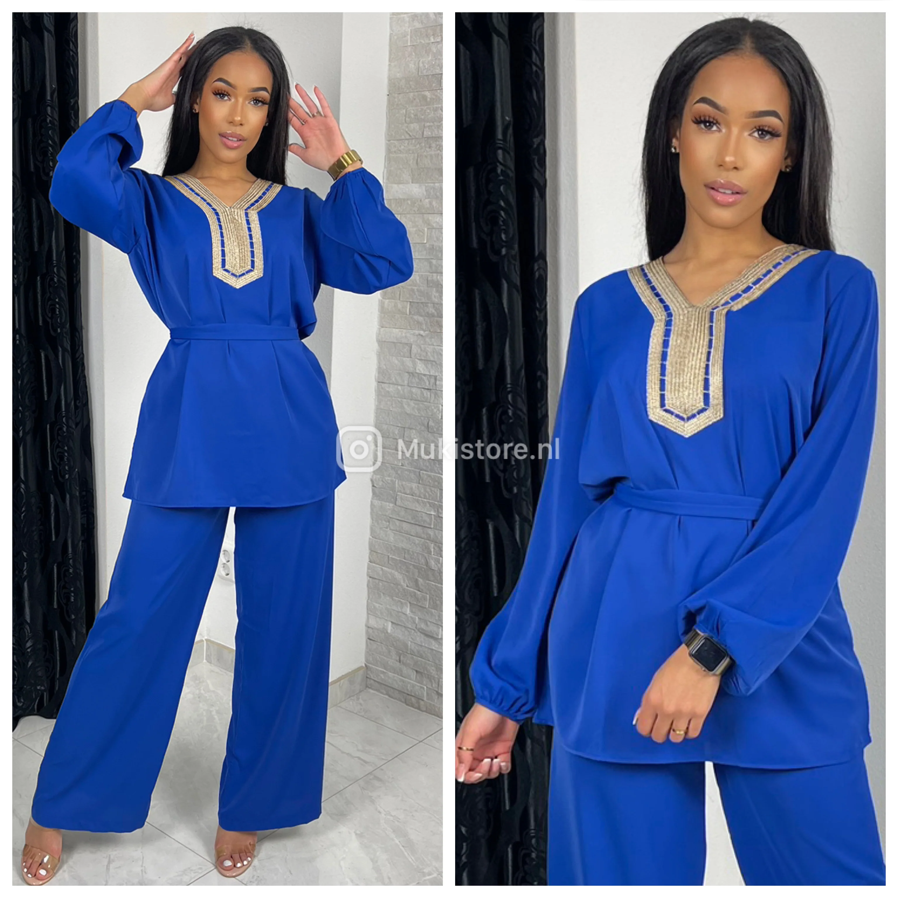 Golden Embroidered Tie Belt Set 5211 - Image 6