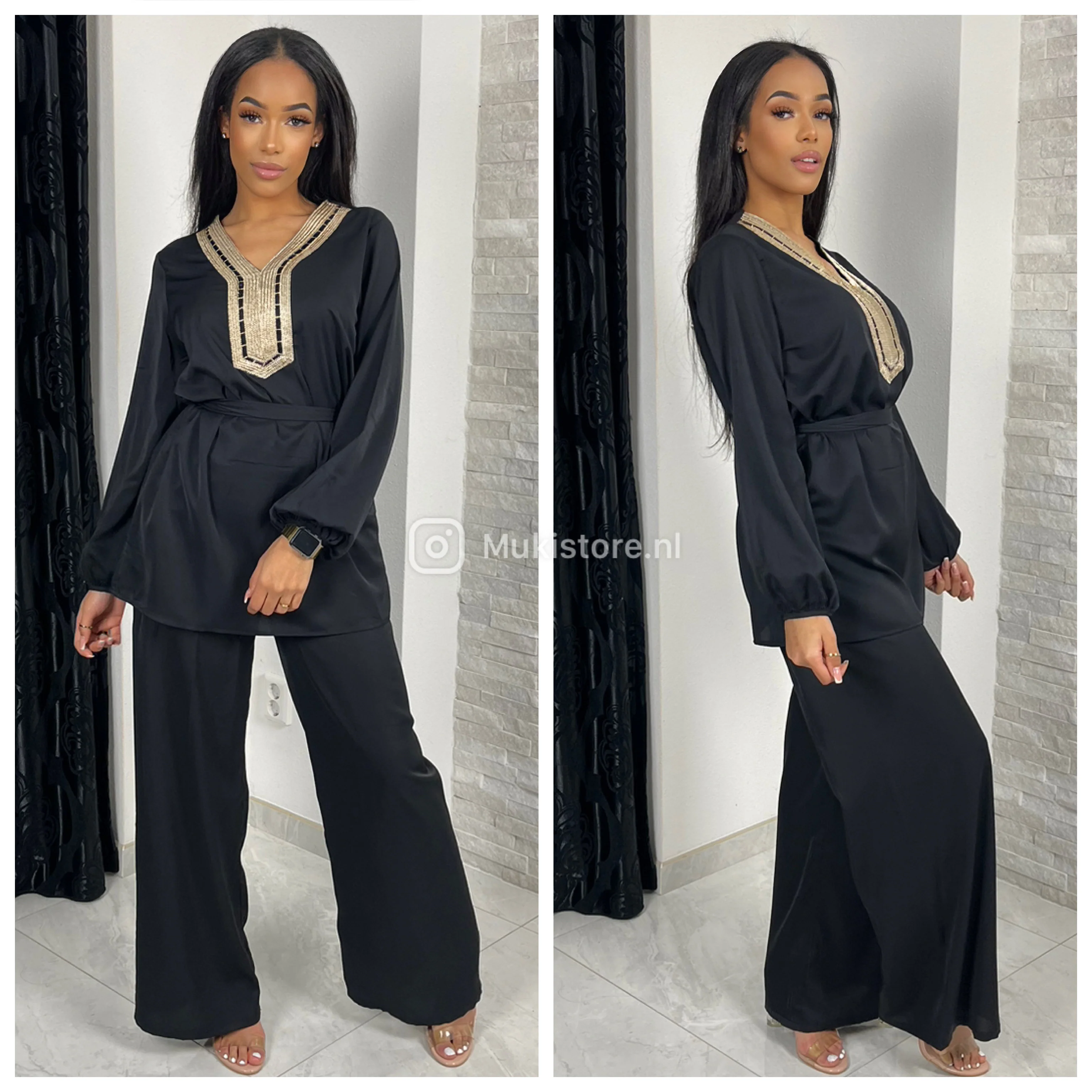 Golden Embroidered Tie Belt Set 5211 - Image 9