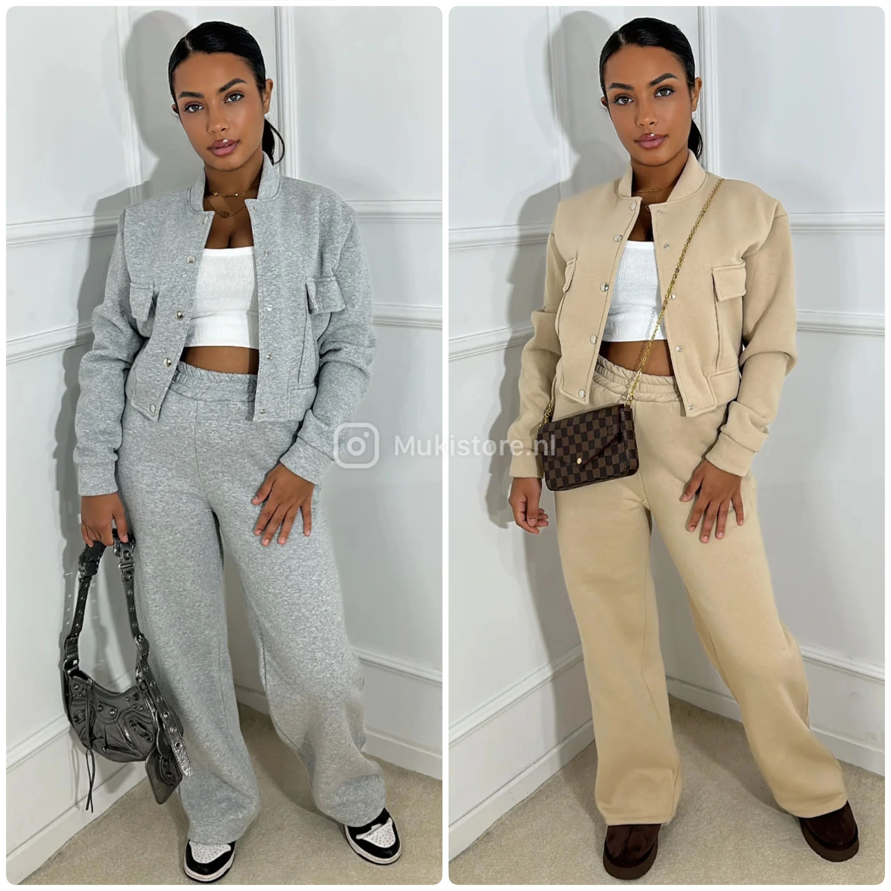 Jogging Crop Button Vest Wide Leg Set - Image 9