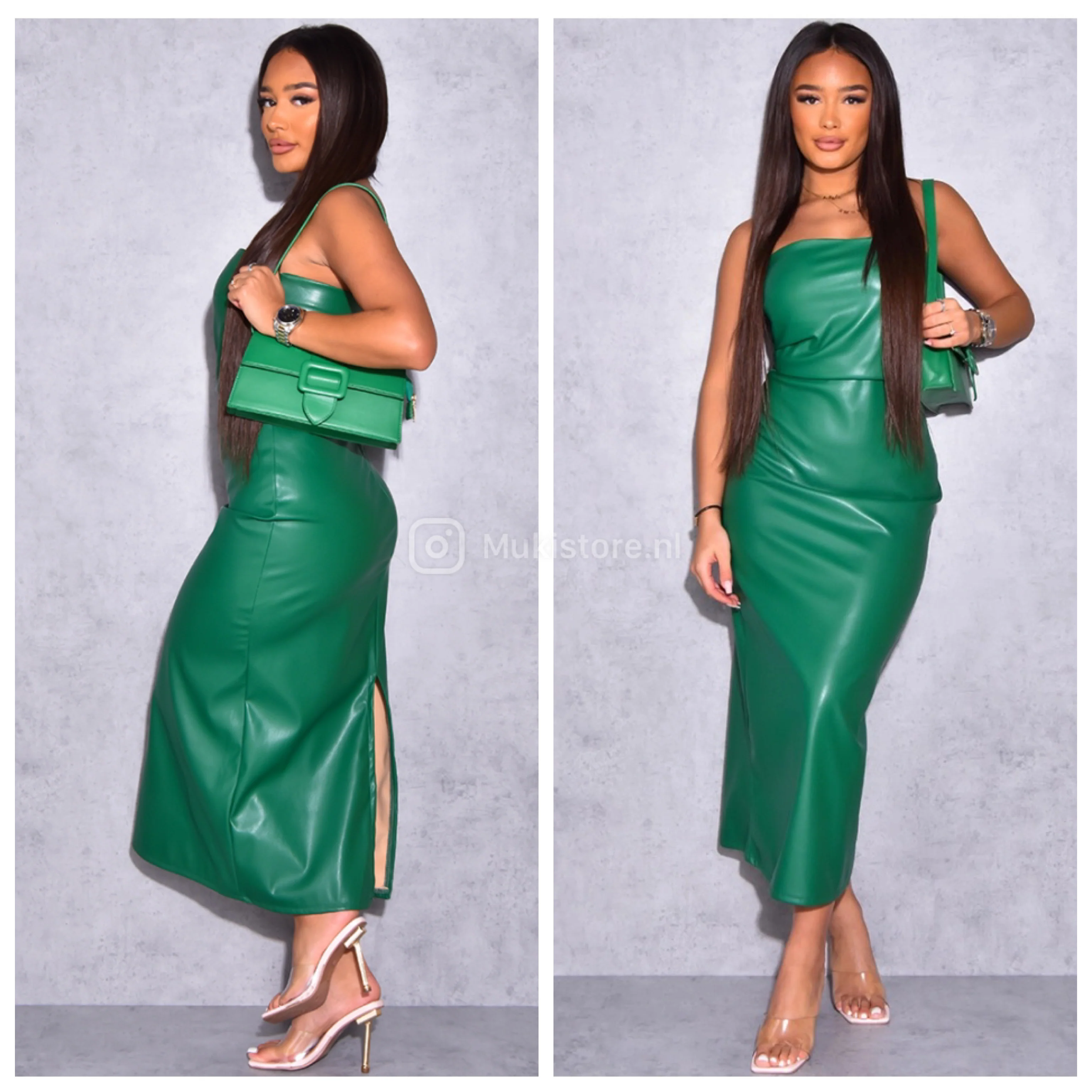 Leather strapless dress backsplit - Image 15