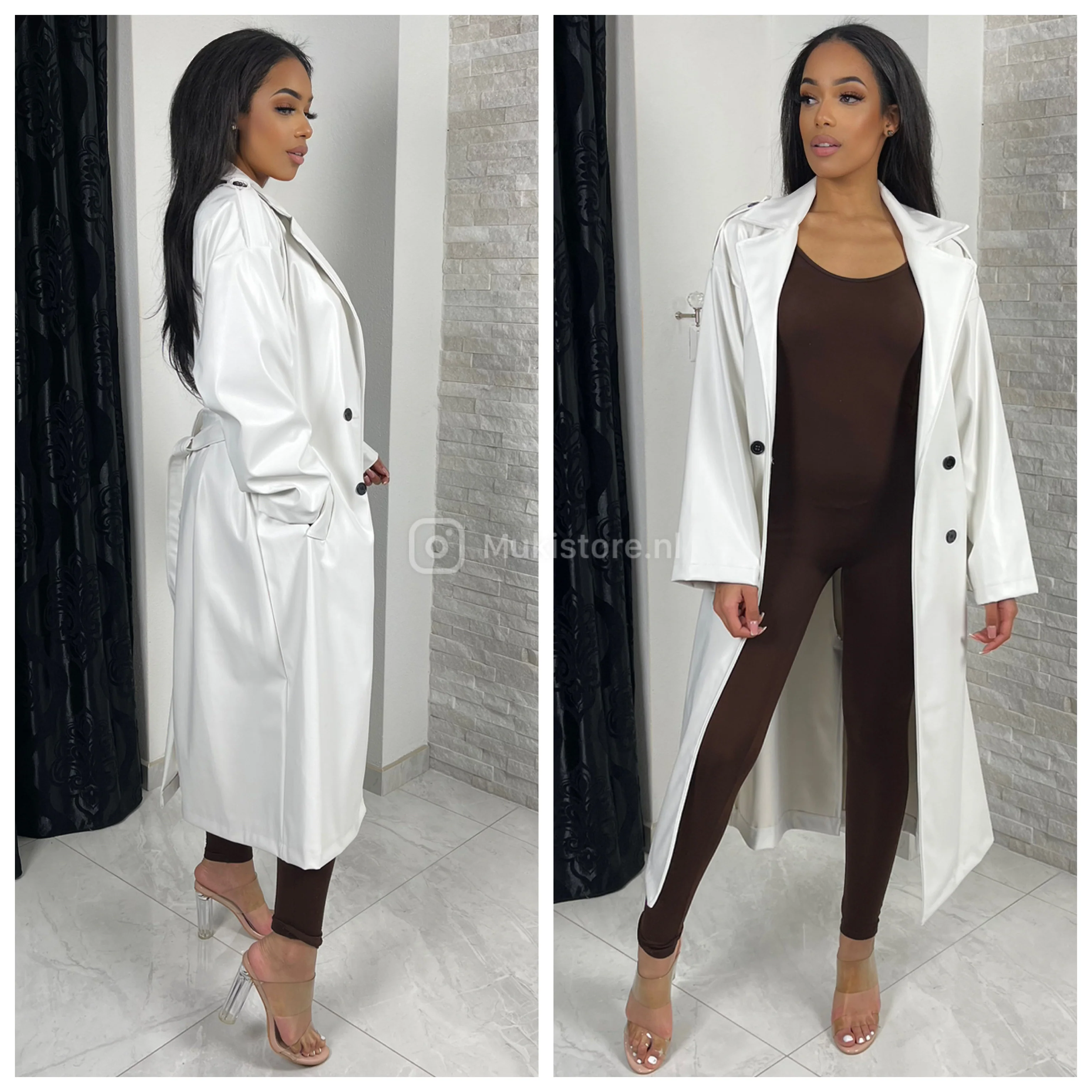 Leatherlook Buttons Jacket Tie Belt - Image 10