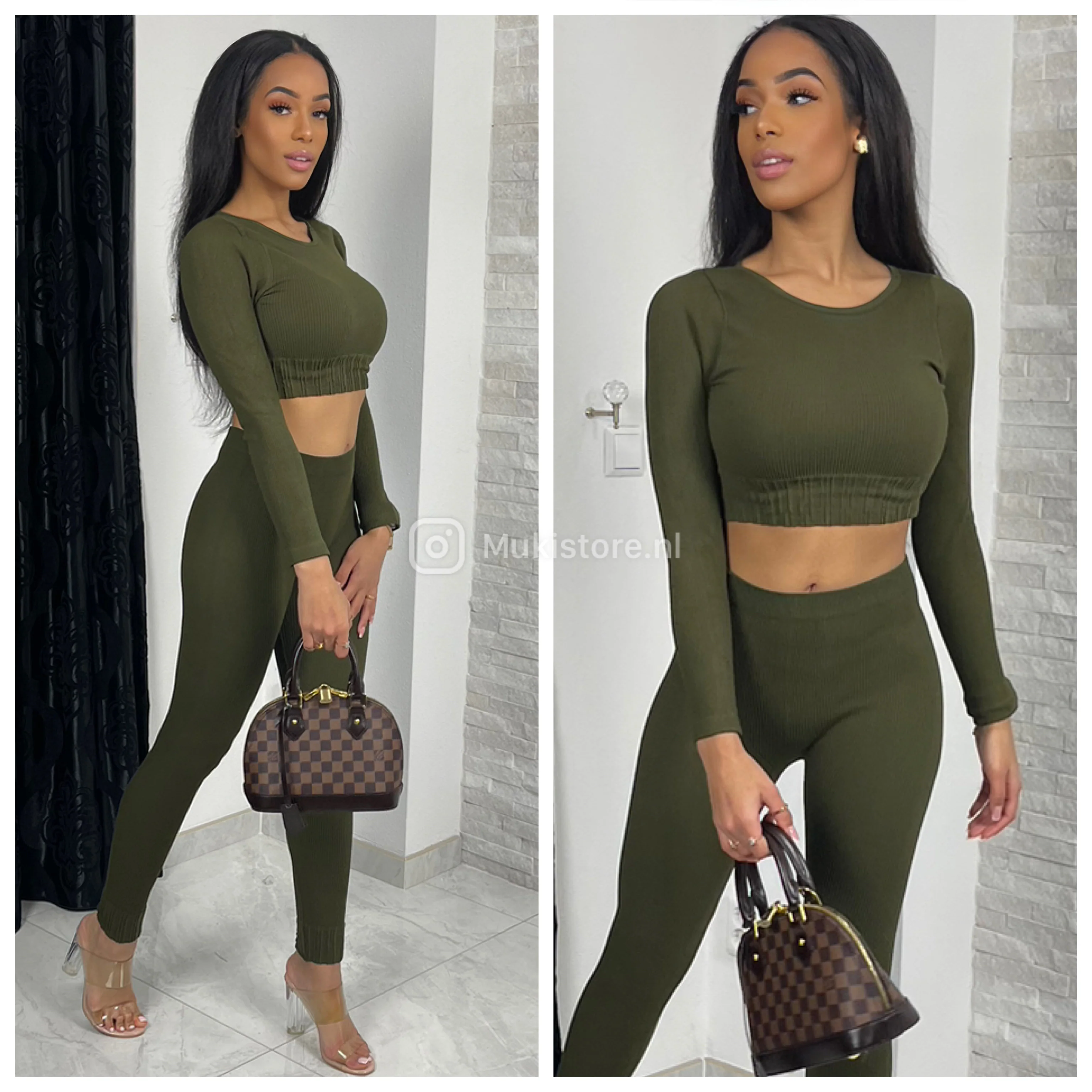 Long Sleeve Crop Premium Quality Ribbed Set 319 - Image 7
