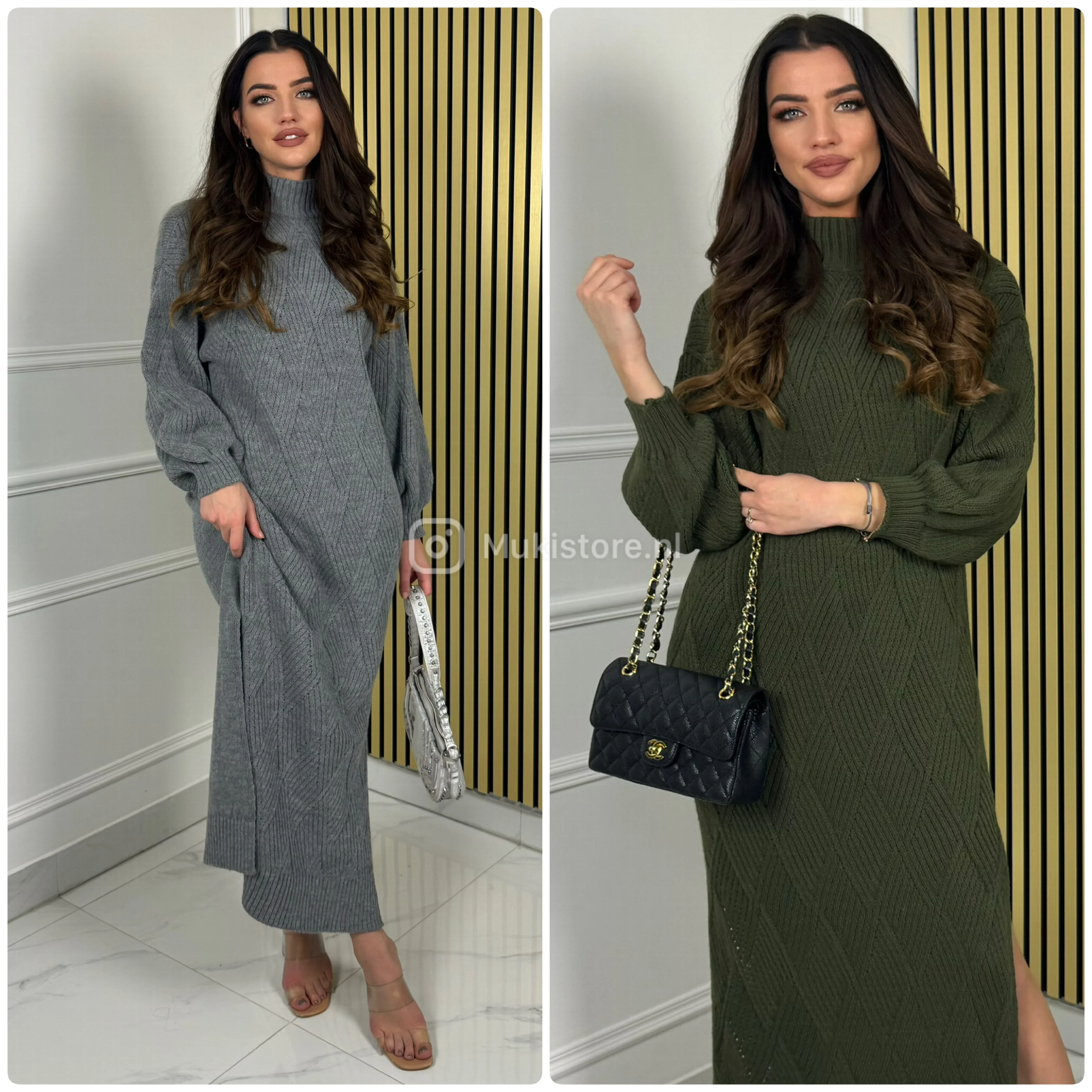 Midi Col Chester Print Knitwear Double Splits - Image 6