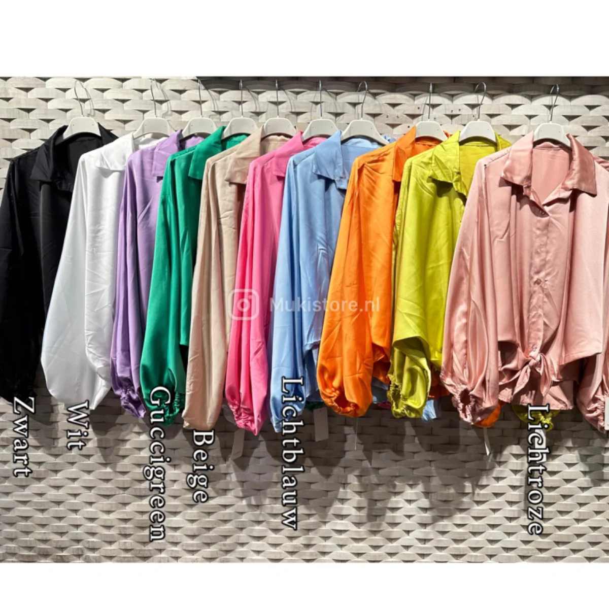 Oversized Satin Crop Blouse Elastic Sleevs - Image 6