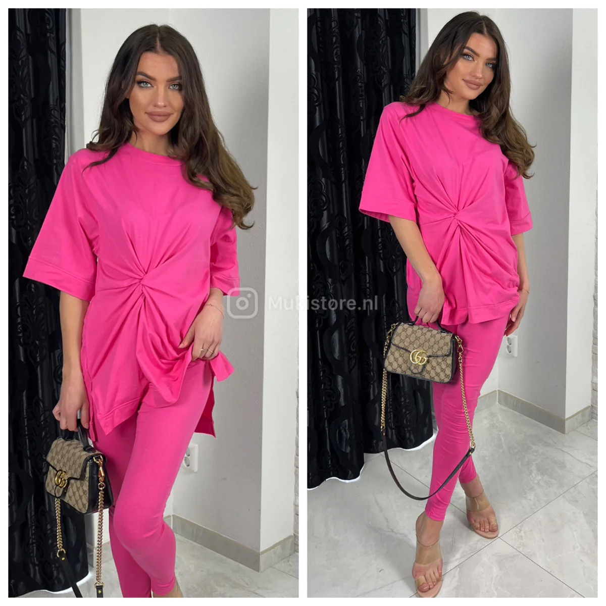 Oversized Wrapped Top Splits + Legging Set Terry Cotton - Image 3