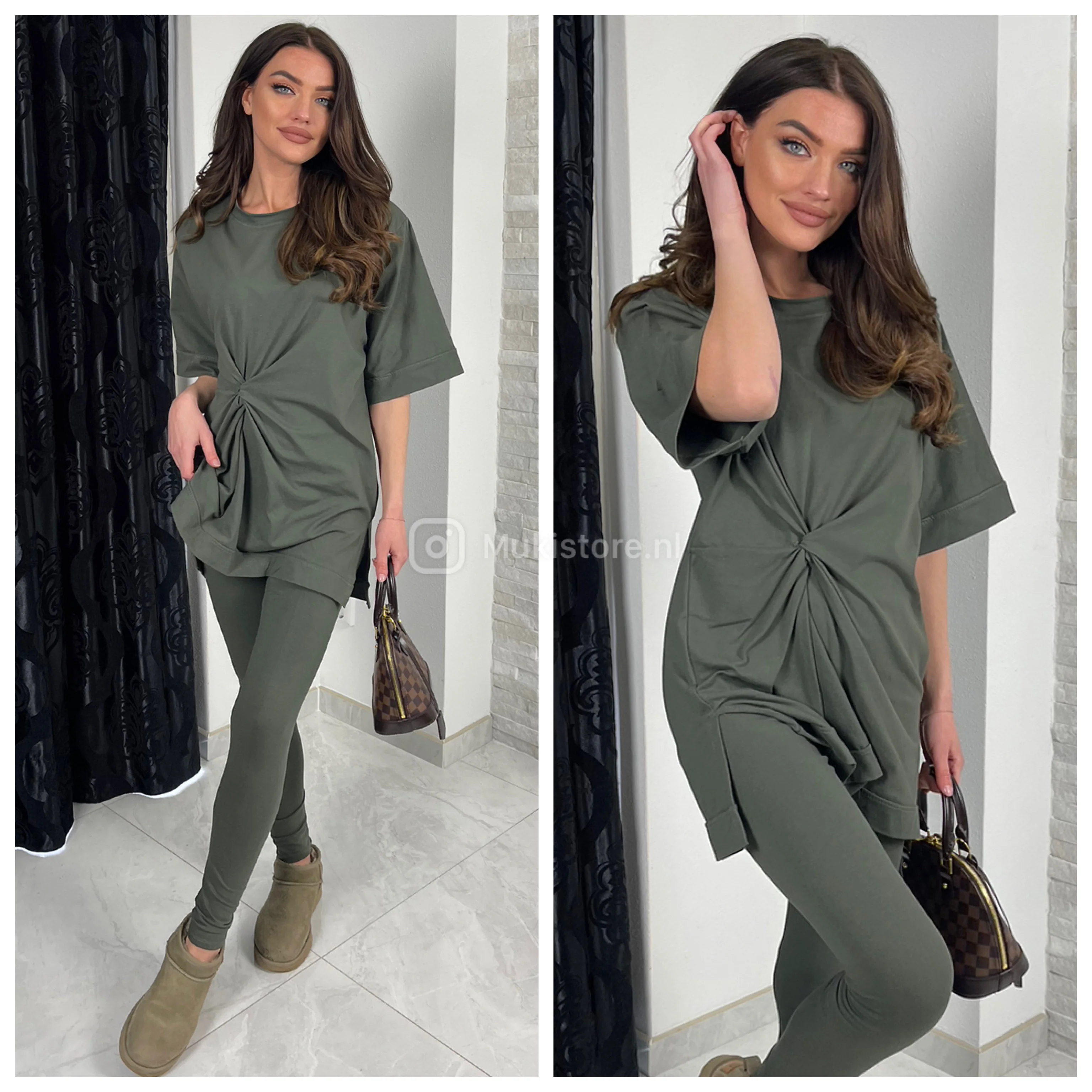 Oversized Wrapped Top Splits + Legging Set Terry Cotton - Image 8