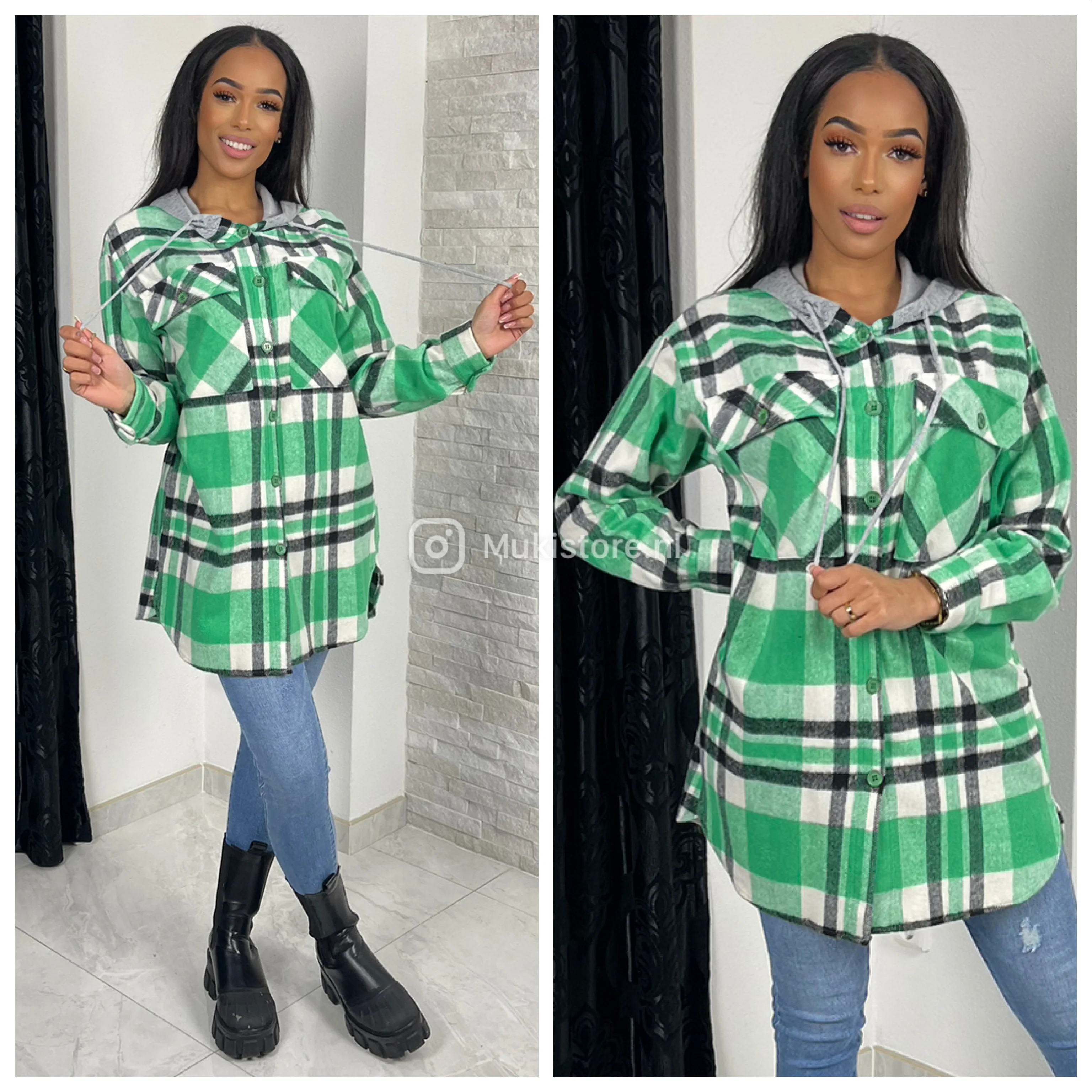 Plaid Soft Shacket Hoodie - Image 4