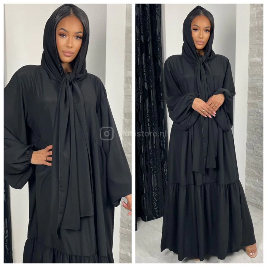 Pleated Headscarf Abaya Oversized - Image 15