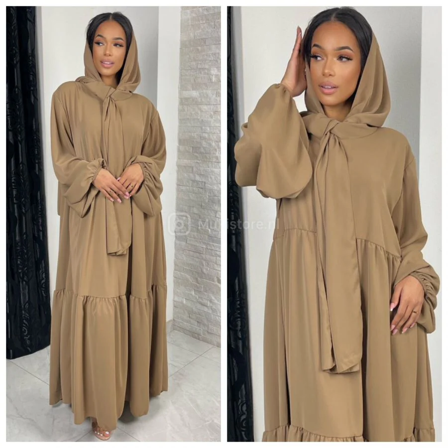 Pleated Headscarf Abaya Oversized - Image 17