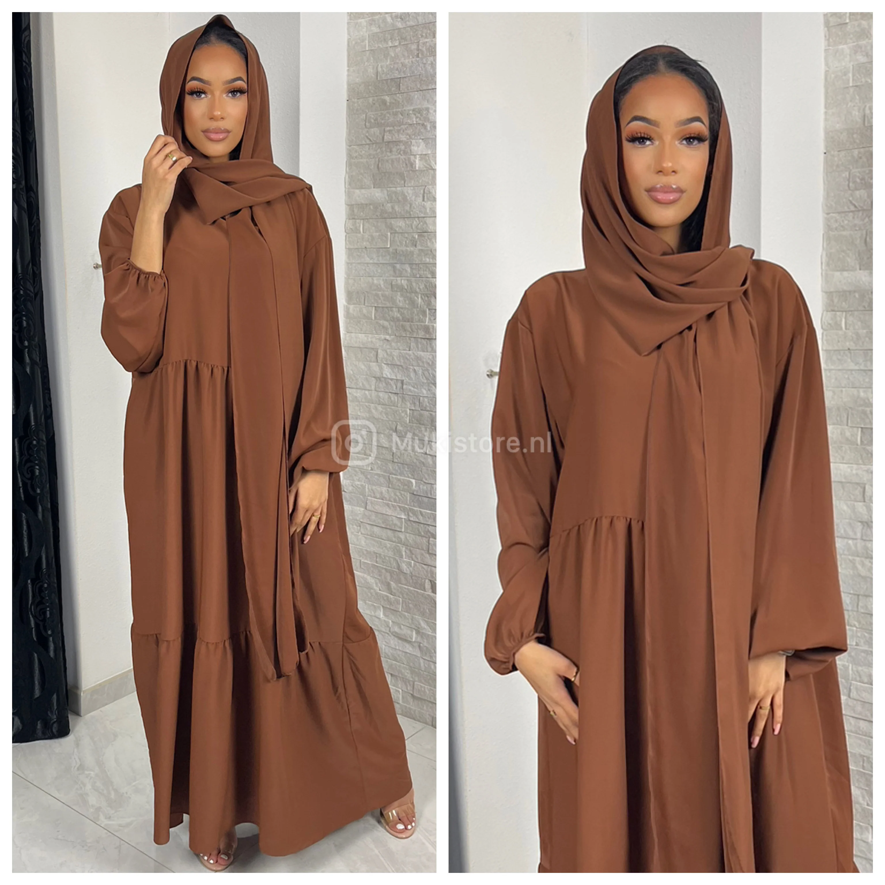 Pleated Headscarf Abaya Oversized - Image 24