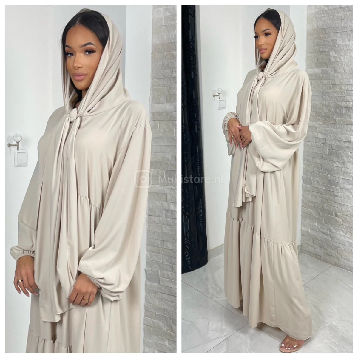 Pleated Headscarf Abaya Oversized - Image 4