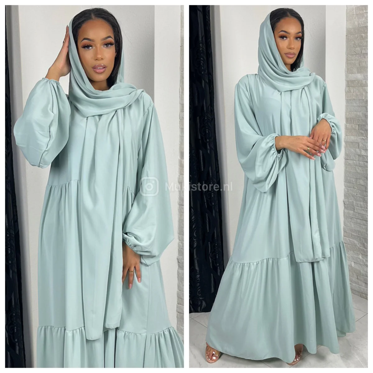 Pleated Headscarf Abaya Oversized - Image 8