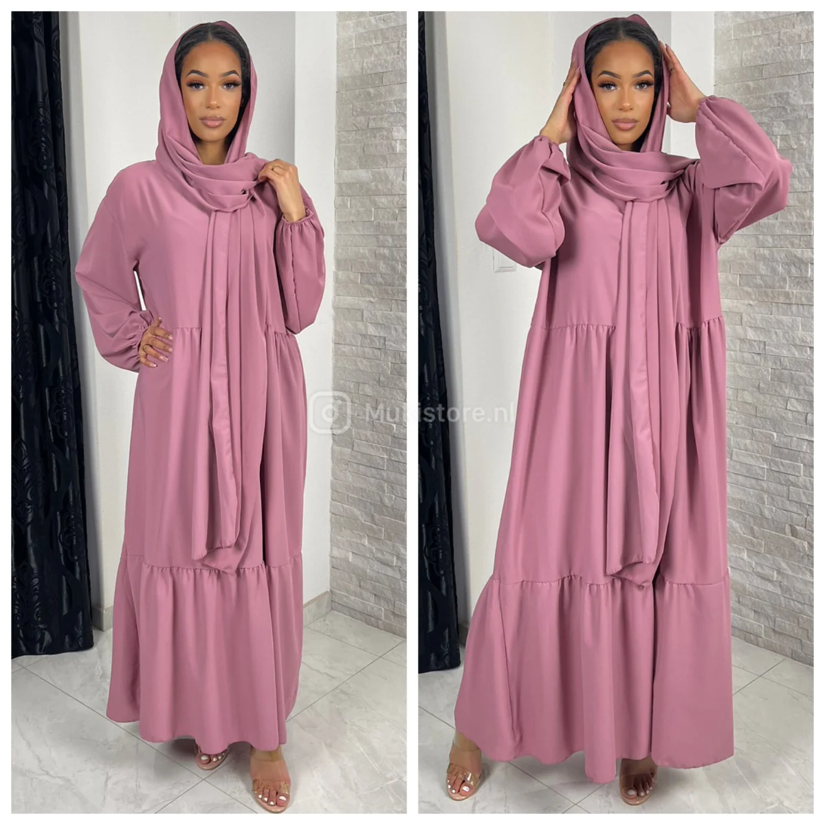 Pleated Headscarf Abaya Oversized - Image 9