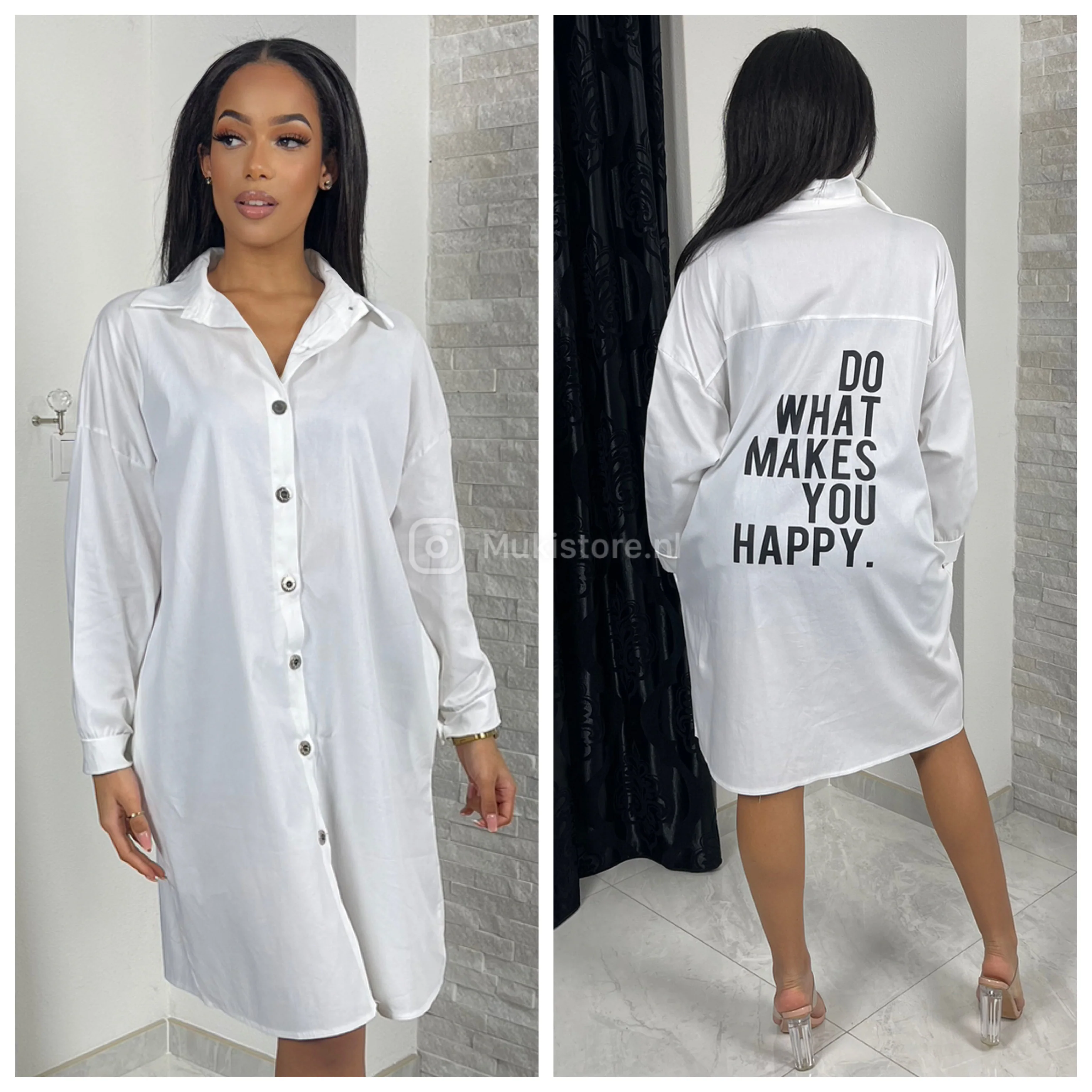 Premium Quality White Blouse Dress Do What Makes U Happy - Image 3