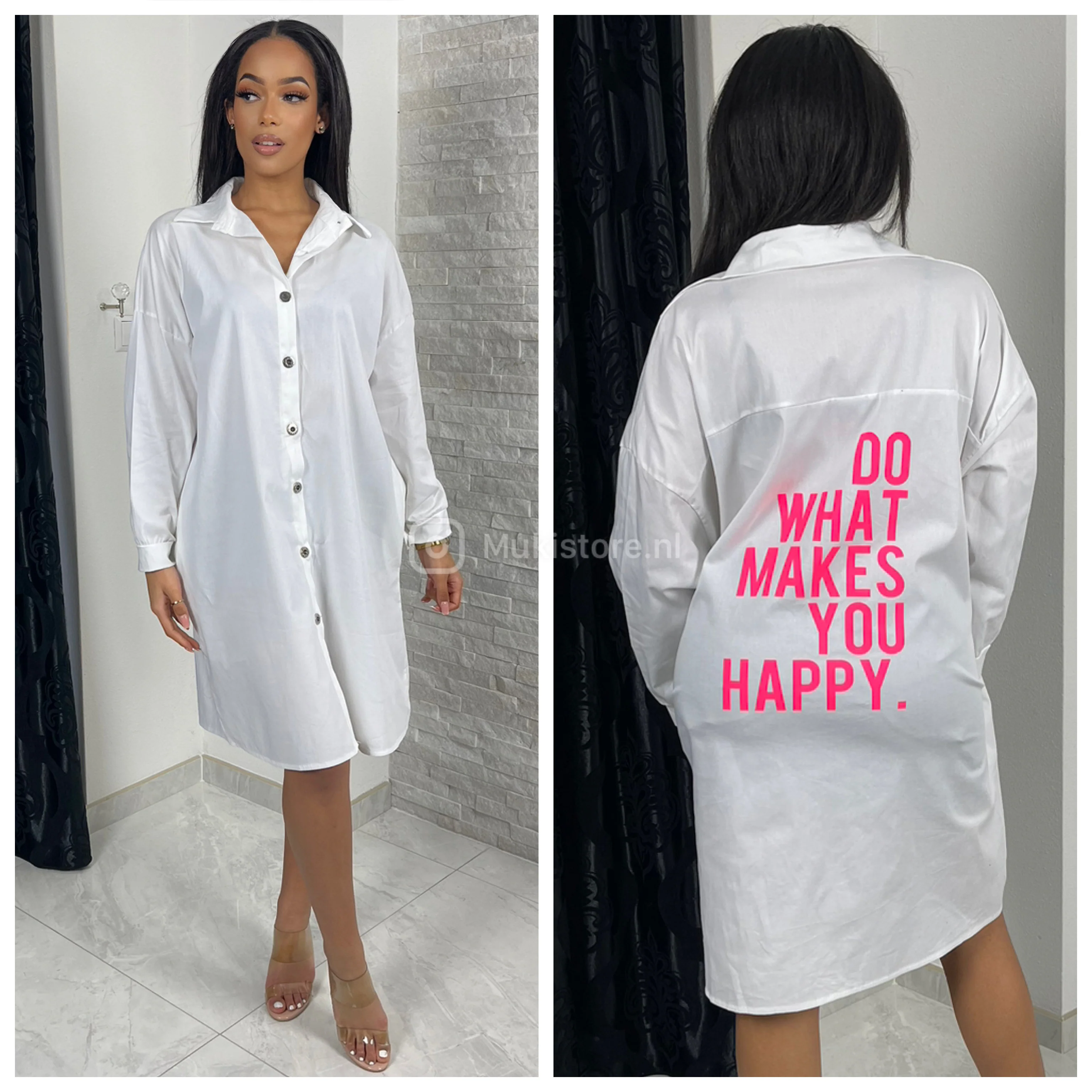 Premium Quality White Blouse Dress Do What Makes U Happy - Image 4