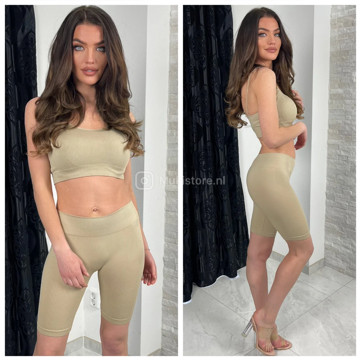 Ribbed Strap Crop Top+Short Set 280 - Image 3