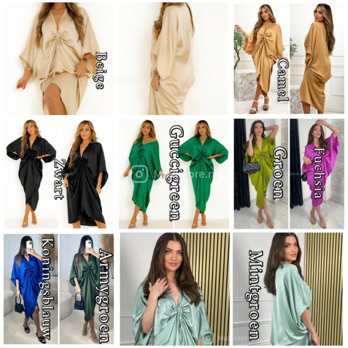 Satin Wrap Drawstring Oversized Dress - Image 8