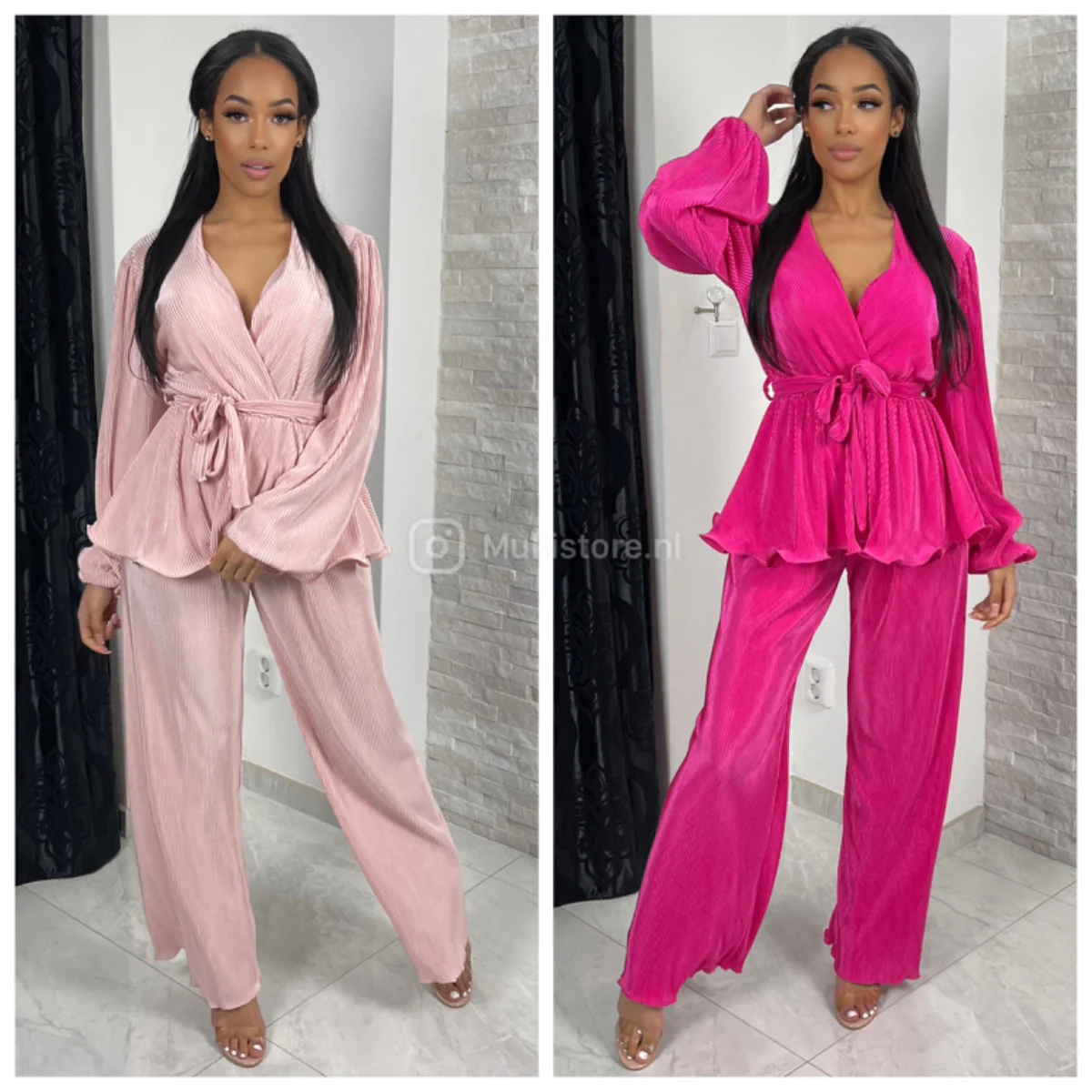 Shiny Ribbed Tie Belt Set - Image 3