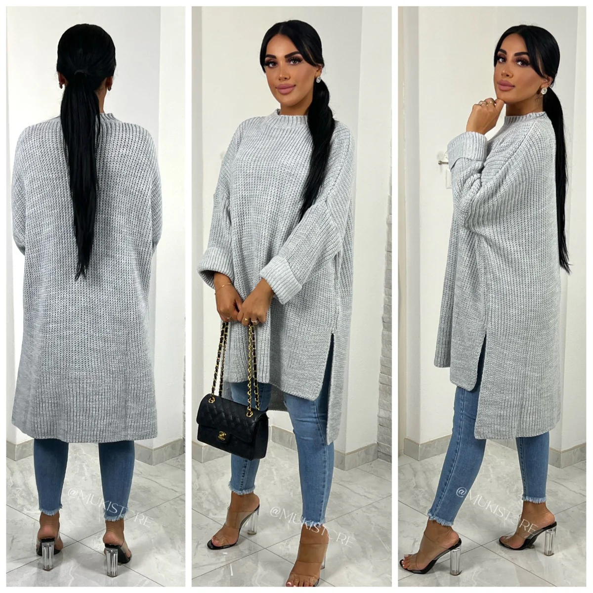 Super Oversized Knitwear Sweater High Low - Image 3