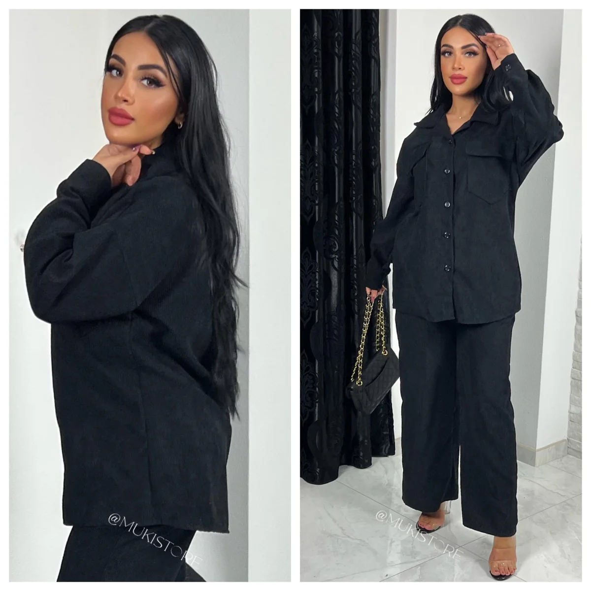 Thick Ribbed Wide Leg Blouse Set - Image 5