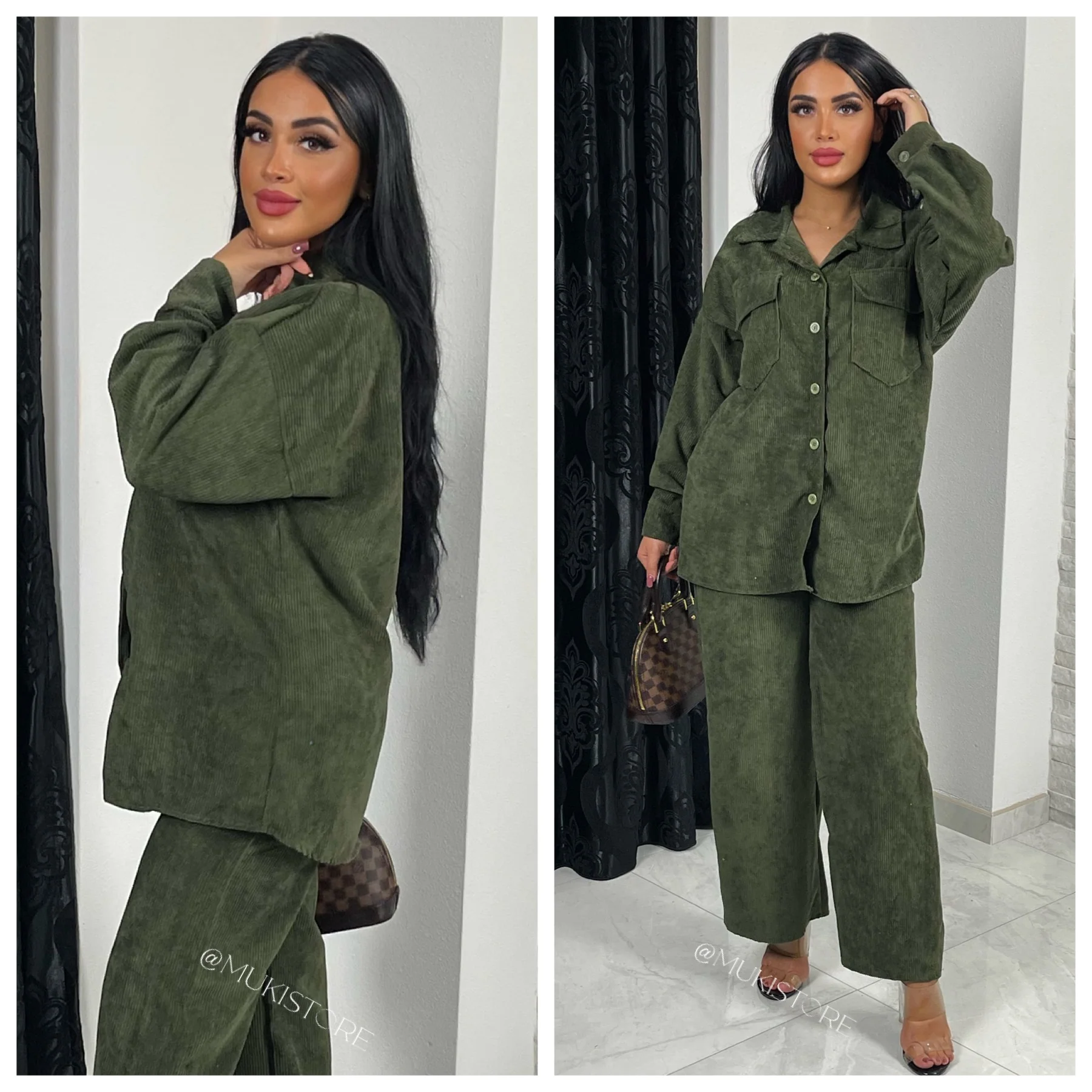 Thick Ribbed Wide Leg Blouse Set - Image 6